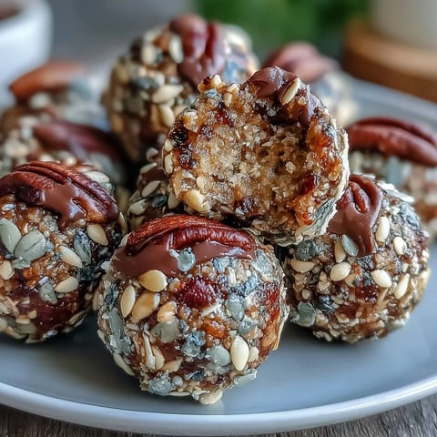 Nut-free energy balls with oats and honey, rolled into bite-sized snacks for school lunches or travel.