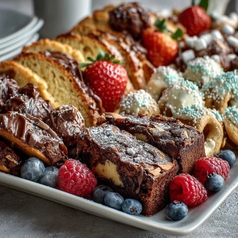 Grad Party Dessert Board featuring colorful cake slices, cookies, and brownie bites arranged for a festive celebration spread.