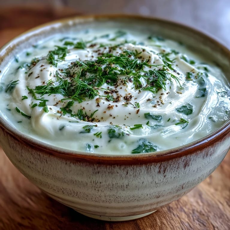 A bowl of Creamy Celery and Herb Soup topped with fresh chives and dill near crusty bread.