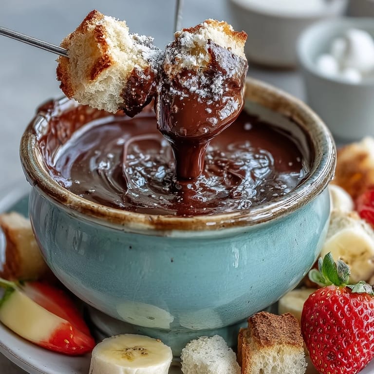 Golden pound cake cubes and marshmallows ready for dipping into Boozy Chocolate Fondue.