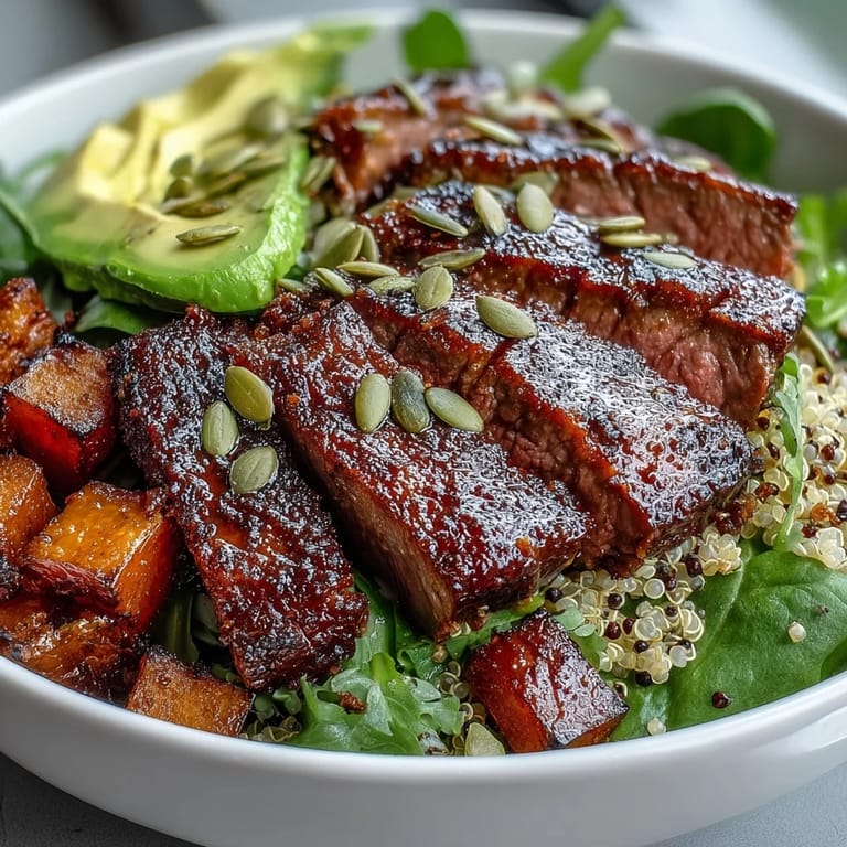 A vibrant dinner bowl with squash, greens, and toasted pepitas for satisfying crunch.