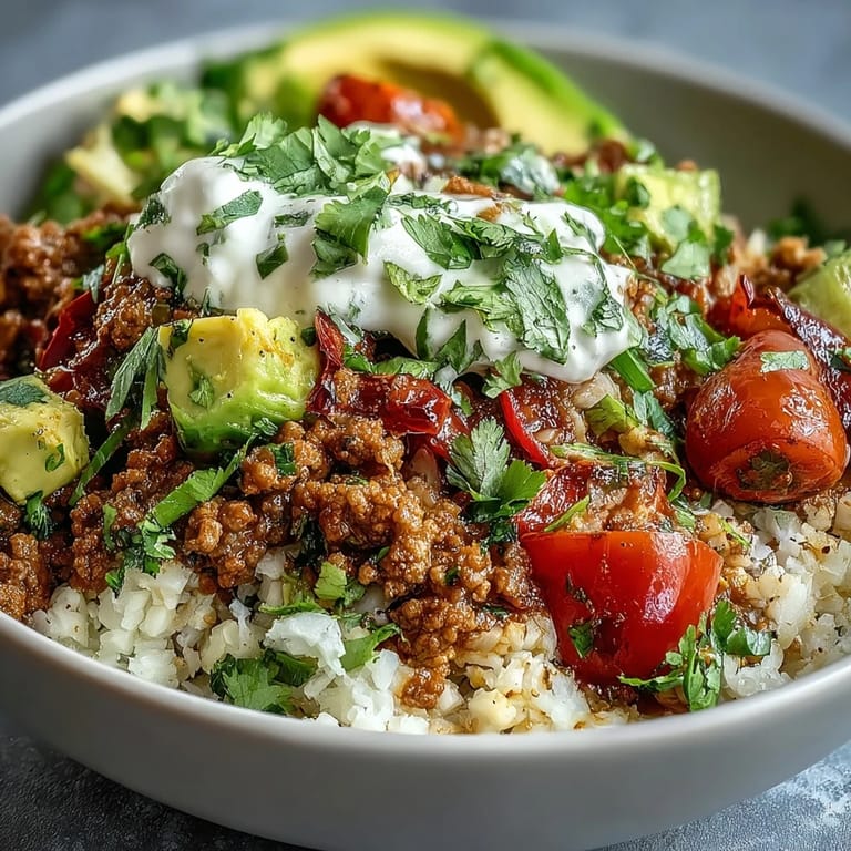 Layered with crisp romaine lettuce and shredded cheddar, this Low Carb Burrito Bowl is ready for a quick weeknight dinner. 