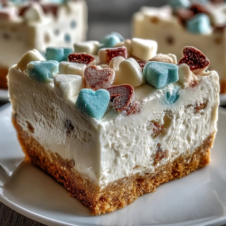 Whole Candy Hearts Fake Cake garnished with pastel candy hearts and rainbow sprinkles on a marble stand.