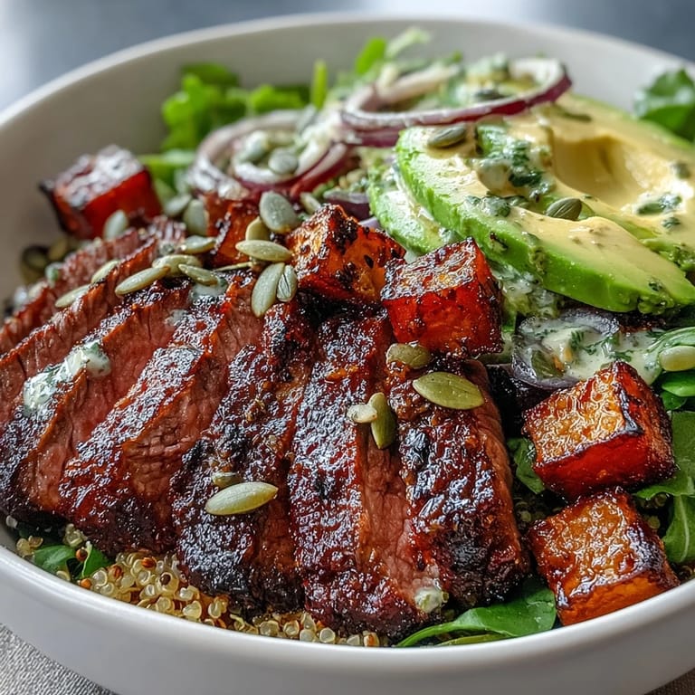 Drizzled lime-cilantro dressing adds zesty brightness to creamy avocado and smoky steak.