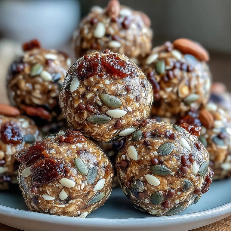 Wholesome oat and honey energy balls, studded with sunflower and pumpkin seeds, perfect for allergy-friendly snacking.