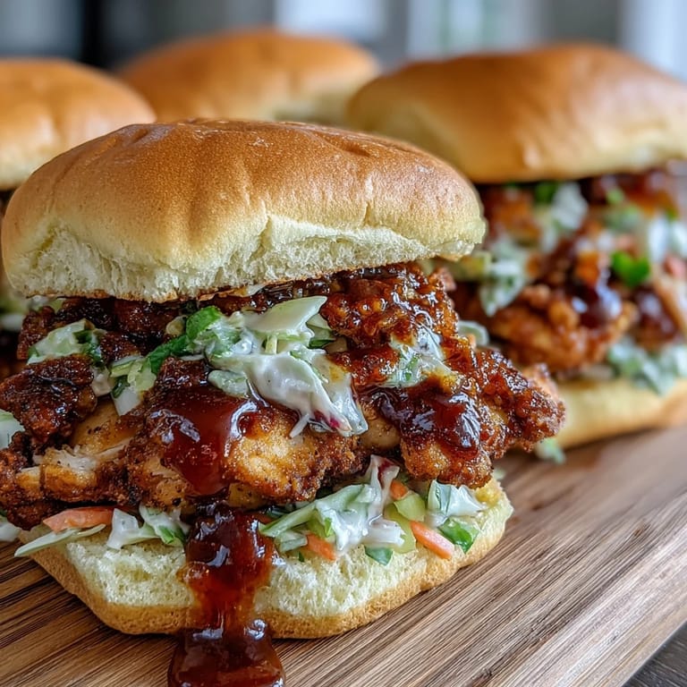 Tender pulled BBQ chicken with crisp, colorful coleslaw nestled in warm slider buns—an easy, crowd-pleasing 4th of July dish.