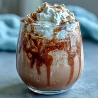 Creamy vanilla bean frappuccino protein shake with real vanilla and a protein boost, perfect for a refreshing snack or post-workout treat.