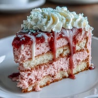 Bridal Shower Rosé Velvet Cake with Gold Drip on elegant cake stand, blush pink layers and shimmering golden drip catching the light.